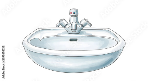 A bathroom sink with a modern faucet is placed in a clean environment.