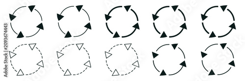 Cuadro en lienzo Circular Arrow Icon Set Featuring Rotation, Reload, Refresh, Redo, Loading, Sync And Spinning Loop Vector Symbols In Multiple Styles