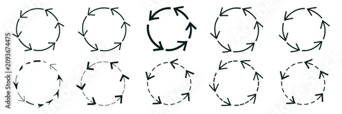 Cuadro en lienzo Circular Arrow Icon Set Featuring Rotation, Reload, Refresh, Redo, Loading, Sync And Spinning Loop Vector Symbols In Multiple Styles