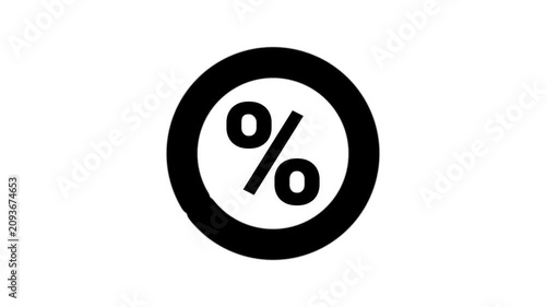 Loading Circle around Rotating Percent Sign representing Sale Progress Processing Loop Animation