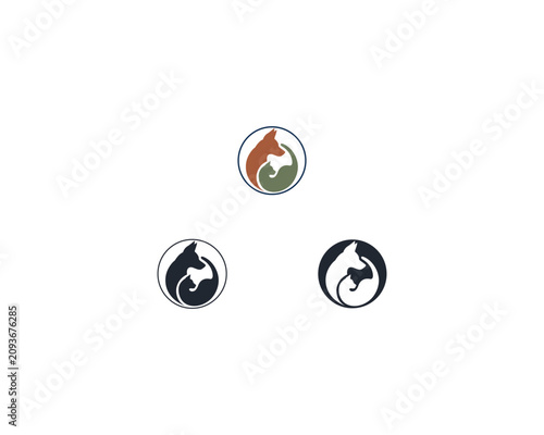 Dog and cat logo design template vector, line of pet logo design suitable for pet shop, store, cafe, business, hotel, veterinary clinic, Domestic animal vector illustration logotype, sign, symbol.