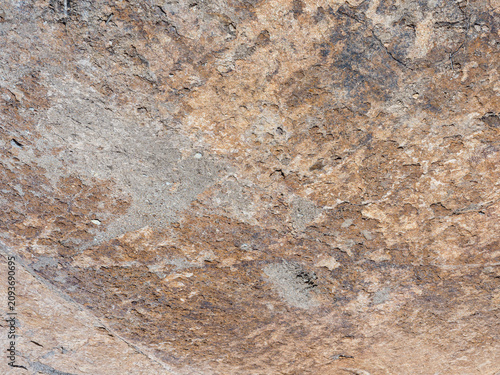 Cuadro en lienzo Close up macro view of smooth weathered stone surface with brown patterns