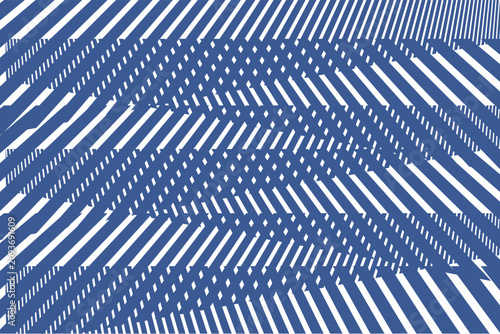 Obraz na plátne Abstract background, with blue and, white diagonal parallel, stripes, layered ge