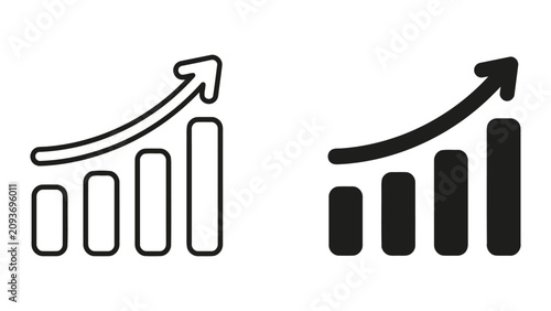 Positive financial growth chart icon set representing business success