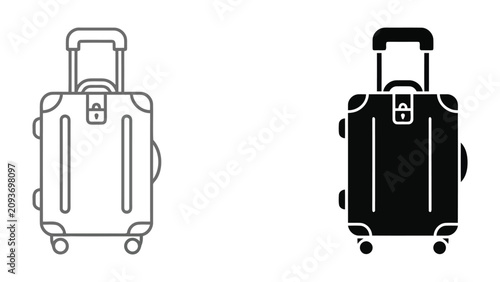 Travel suitcase or luggage icon set for airport and vacation with suitcase