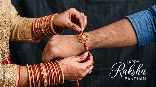  Happy Raksha Bandhan - Close-up of Sister Tying Rakhi with Red Bangles
