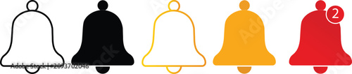 Foto Notification bell icon set, ringing bell with badge number
