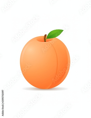 Fresh ripe orange with green leaf on white background.