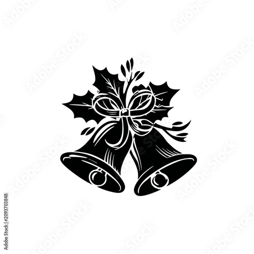 Detailed black Christmas bell silhouette graphics