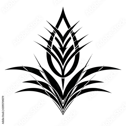 Detailed black grain stalk with symmetry.