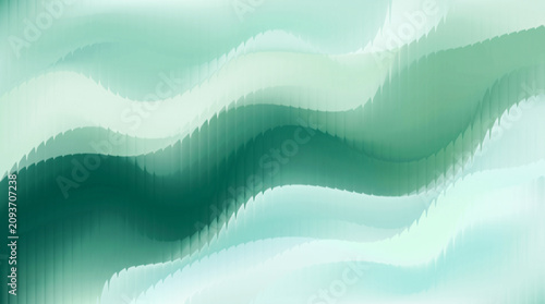 Fotografie Abstract, fluid, undulating forms in a spectrum of cool greens and blues evoke nature's tranquility, serving as a stunning vertical glass stripes wallpaper design for modern interiors