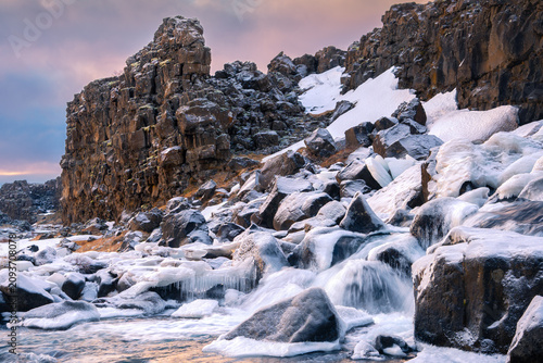 Frozen Stream in Þingvellir National Park in January, Iceland 2