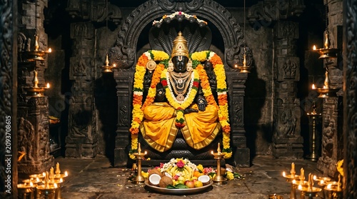  Happy Kamika Ekadashi - Seated Vishnu Deity in Ancient Stone Temple