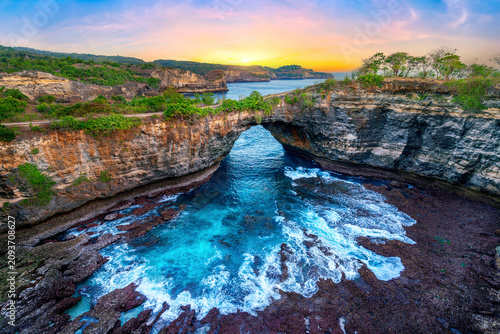 Broken beach in Nusa penida island, Bali in Indonesia.