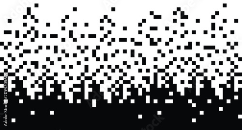 Quadro su tela Black and White Pixel Gradient Transition Pattern Background, Retro 8-Bit Video