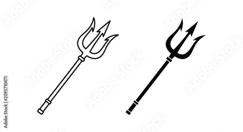 Fotografie Black trident icon with flame design
