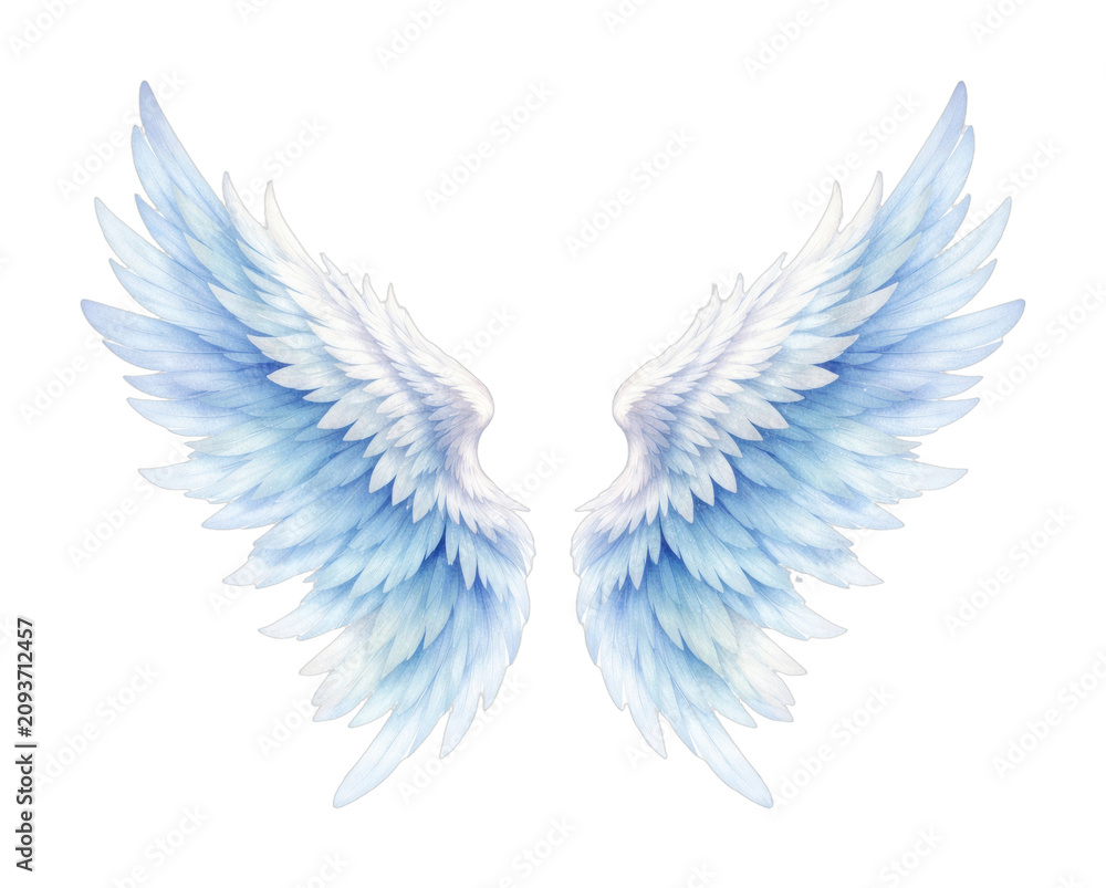 Obraz premium PNG Ethereal watercolor angel wings illustration.