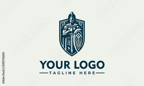 Tablou pe pânză Ares Warrior Shield Vector Logo Illustration Design Template for Modern Branding