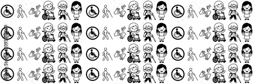 Minimalist black and white icons representing accessibility inclusion and diverse human physical needs