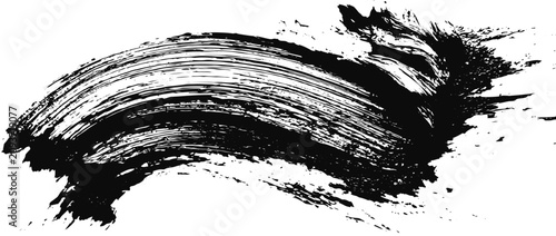 Abstract Black Brush Stroke Background Featuring Rich Textured Ink, Flowing Artistic Paint Pattern, High Quality Monochrome Vector Illustration.