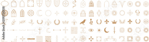 Tableau sur toile Medieval heraldry symbols and icons set