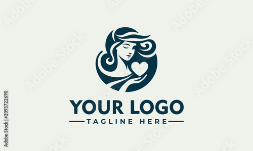 Photos Elegant Aphrodite goddess holding heart vector logo illustration for beauty and