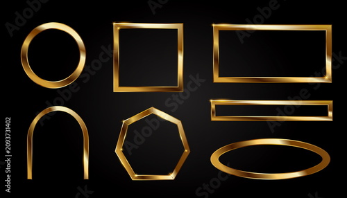 Luxury golden frames and geometric borders 金の額縁セット