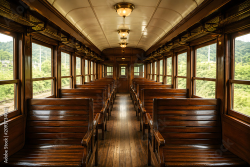 Old Fashioned Japanese Train Interior	