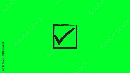 Tick Mark inside Box representing Checkmark Approved and Success Green Screen Loop Animation