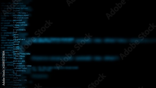 Photos Blue computer programming code text on a dark background, software development s