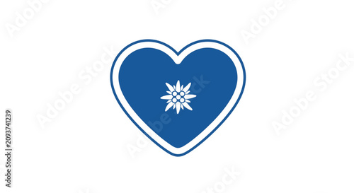 Blue heart with white snowflake symbol.