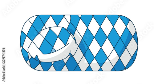 Foto Blue and white harlequin pattern fabric.
