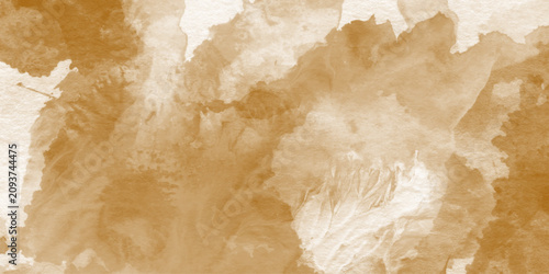 Brown strokes of watercolor paint water technique on a watercolor, beige watercolor wash abstract texture creates a soft and professional background,