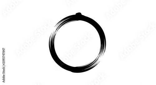Cuadro en lienzo A black ink brush stroke forming an imperfect circle, representing a Zen ensō symbol on a white background