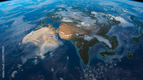 Planet Earth from Space: Africa, Europe and Middle East with Clouds and Oceans