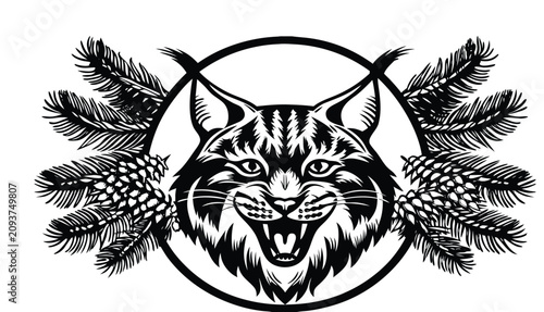 Fotografía A high-contrast, black-and-white ink illustration centered on a cream-colored background