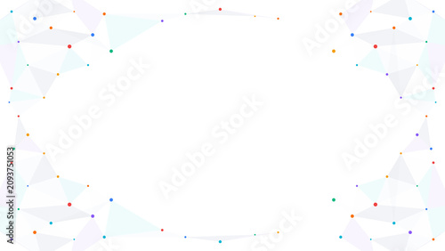 Abstract geometric network with colorful dots on transparent background for technology concepts