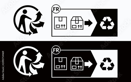 Stacked boxes recycling sorting instruction icon