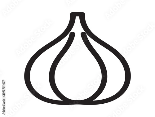 Garlic bulb icon. Simple vegetable line art. Organic food vector symbol.
