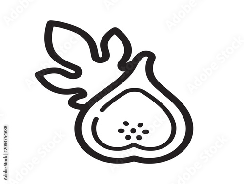 Fig fruit icon. Simple line art vector illustration. Healthy food symbol.