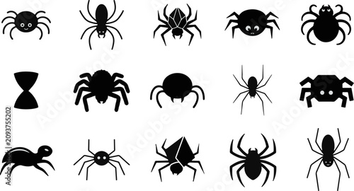 Fotografía Collection of various spider silhouettes for halloween graphics with silhouette