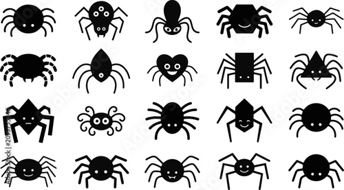 Foto Diverse collection of decorative black spider shapes with silhouette arachnid ha