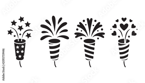 Photos Confetti popper vector icons