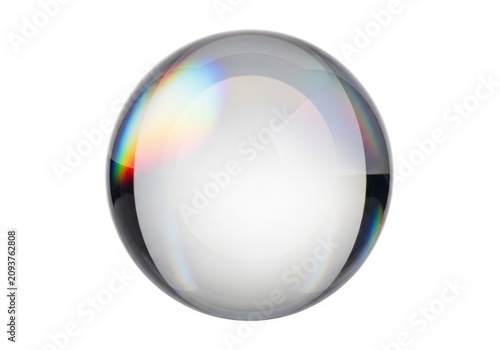 Iridescent sphere on white background