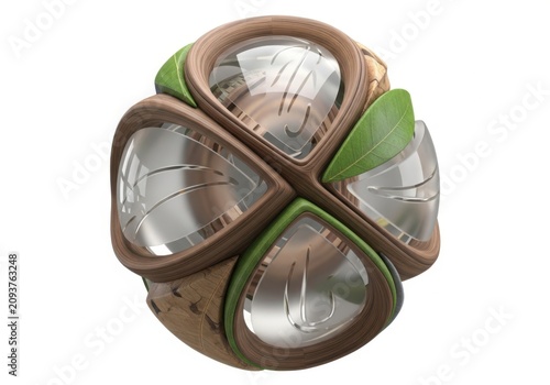 Brown and green geometric decorative ball