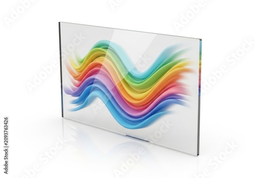 Colorful glass art with wavy pattern