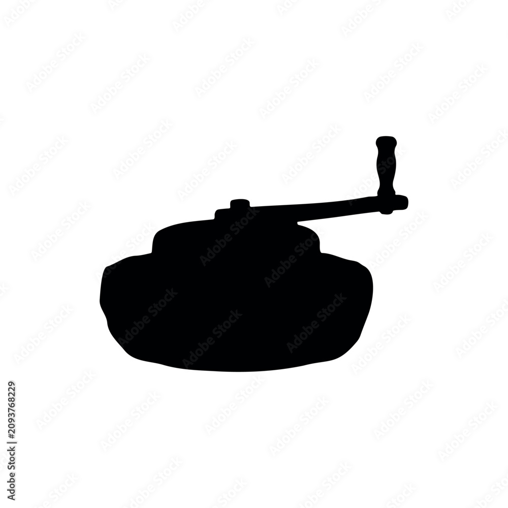 Fototapeta premium Stone hand mill. silhouette vector flat design on white background. 