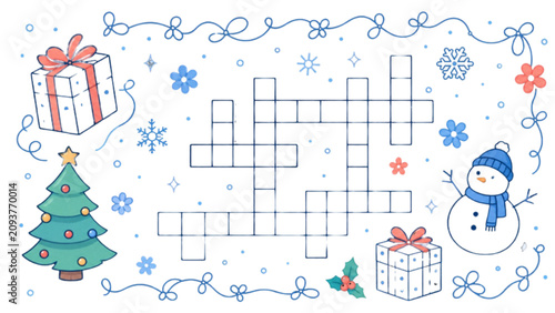 New Year's crossword puzzle for children with pictures
