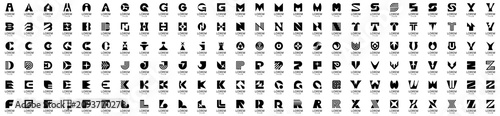 Abstract logos collection with letters. Geometrical abstract logos. Icon design	