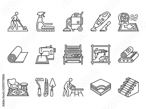 Home renovation and construction service thin line icon set with renovation construction improvement